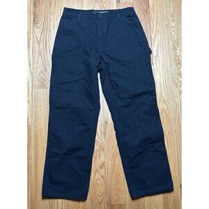 Carhartt Flannel Lined Canvas Pant Mens 36x32 Loose Fit Workwear B111 BLK